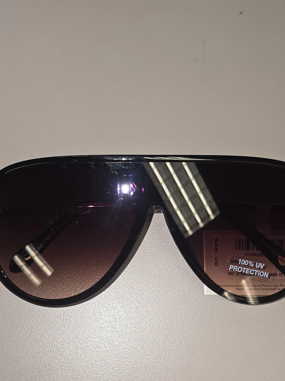 New Fossil X80098 Unisex Shield Aviator Sunglasses Brown Rose Gold NWT